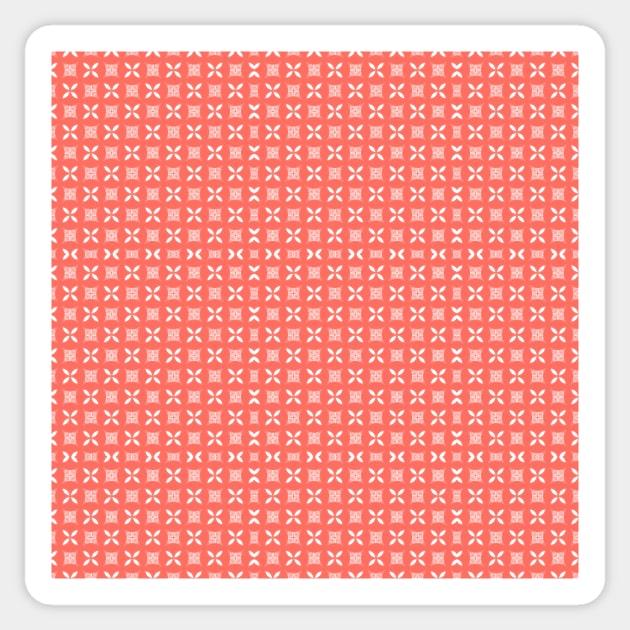 Floral Coral Abstract Pattern / White Sticker by k-creatif